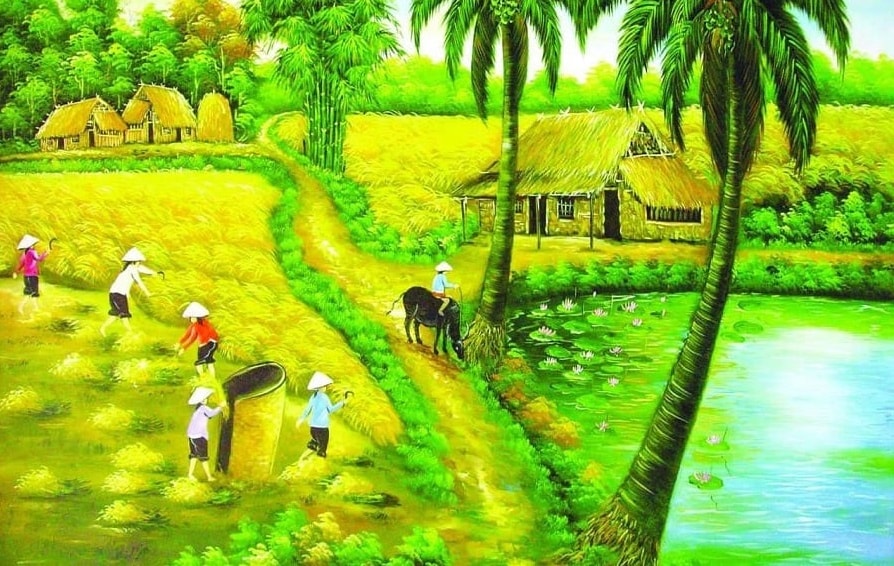 Tranh làng quê Việt Nam: Với những bức tranh tái hiện lại các cảnh làng quê Việt Nam đầy màu sắc và sinh động, bạn sẽ được trải nghiệm những giây phút thư thái giữa không gian thị thành ồn ào. Khám phá ngay để thưởng thức nét đẹp và sự đơn giản trong đời sống nông thôn.